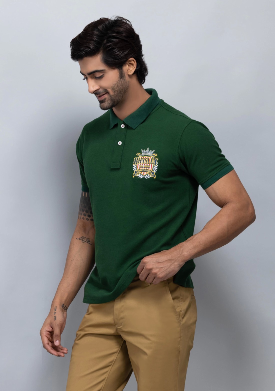 Green Regular Fit Men's Cotton Polo T-Shirt