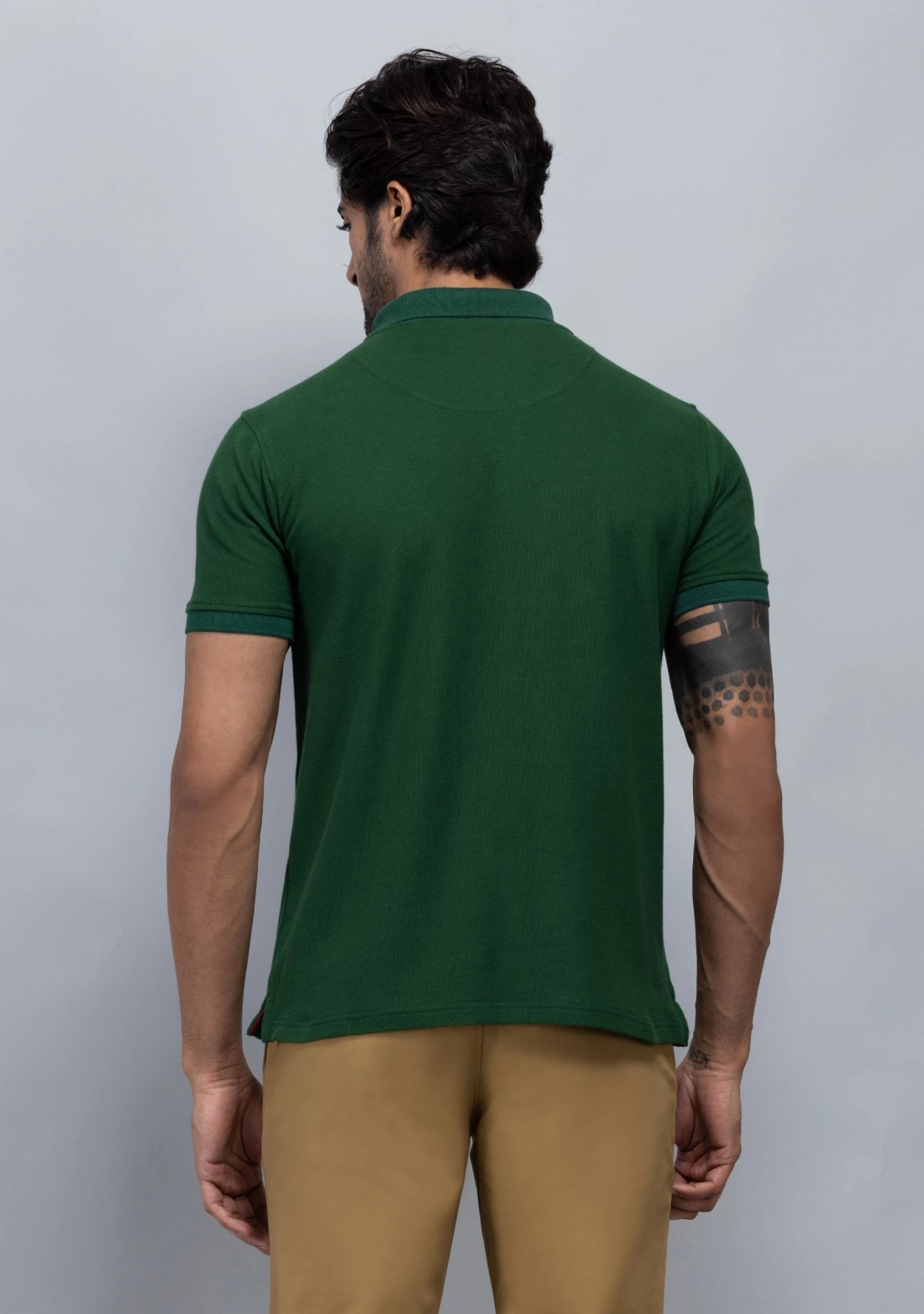 Green Regular Fit Men's Cotton Polo T-Shirt