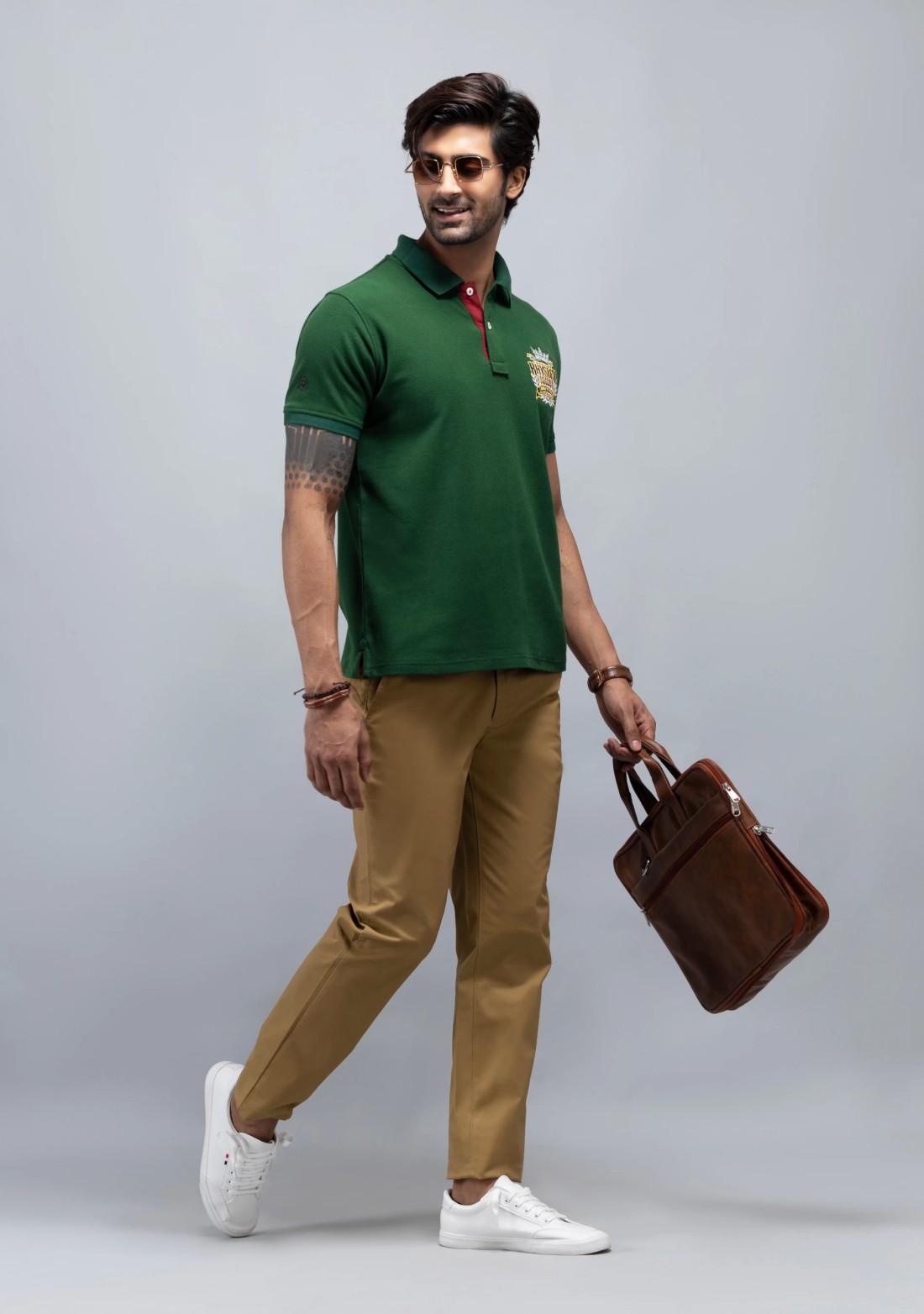 Green Regular Fit Men's Cotton Polo T-Shirt