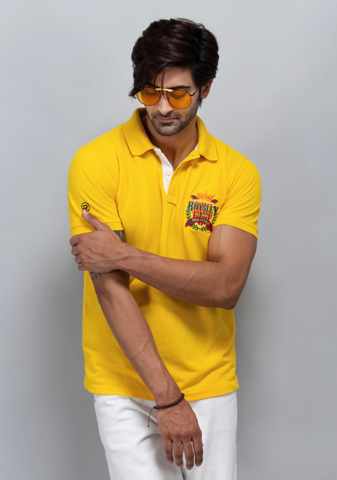 Yellow Regular Fit Men's Cotton Polo T-Shirt