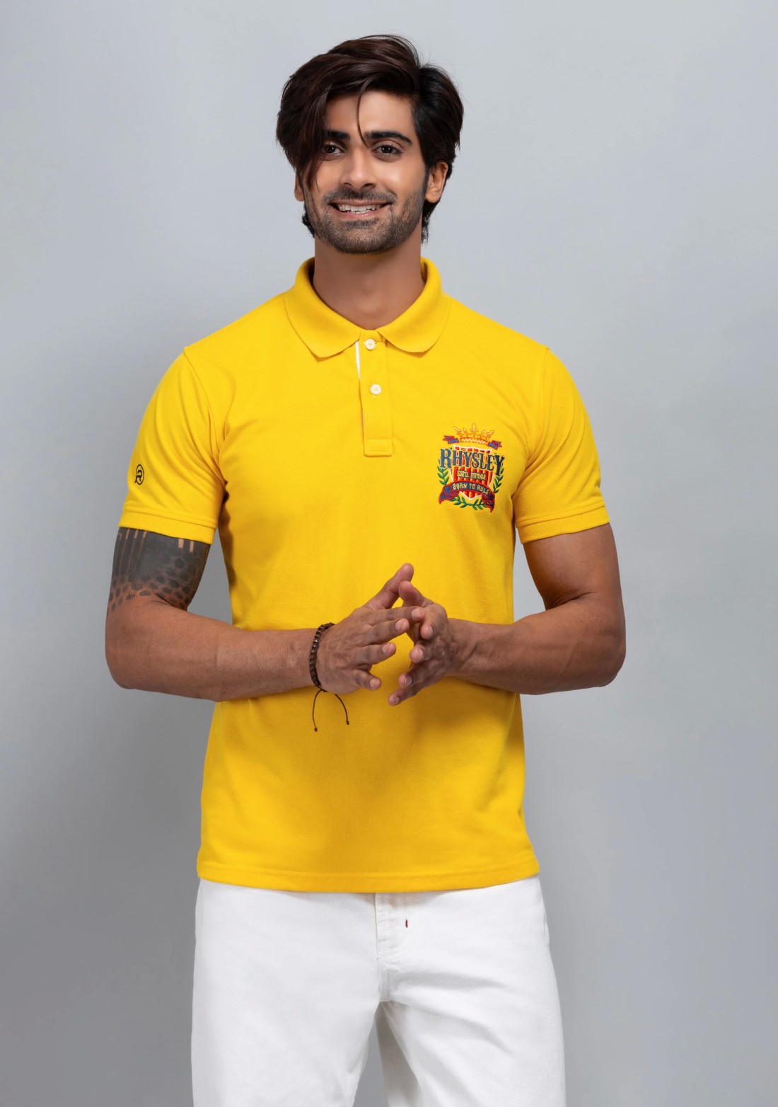 Yellow Regular Fit Men's Cotton Polo T-Shirt