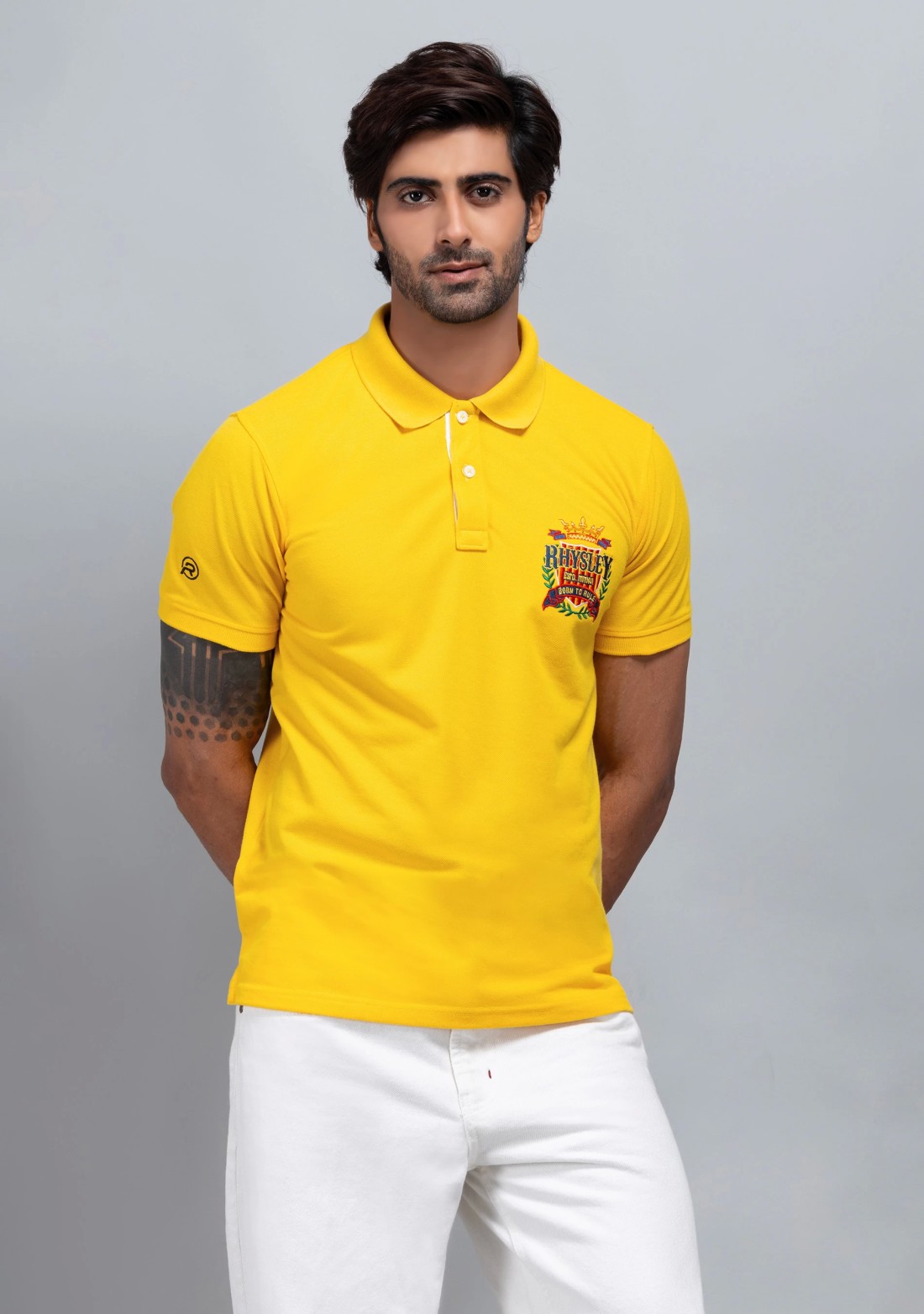 Yellow Regular Fit Men's Cotton Polo T-Shirt