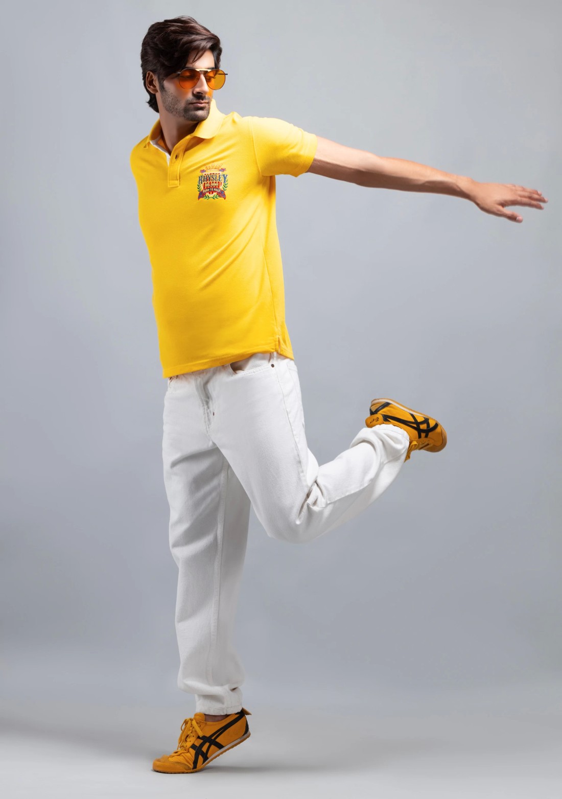 Yellow Regular Fit Men's Cotton Polo T-Shirt