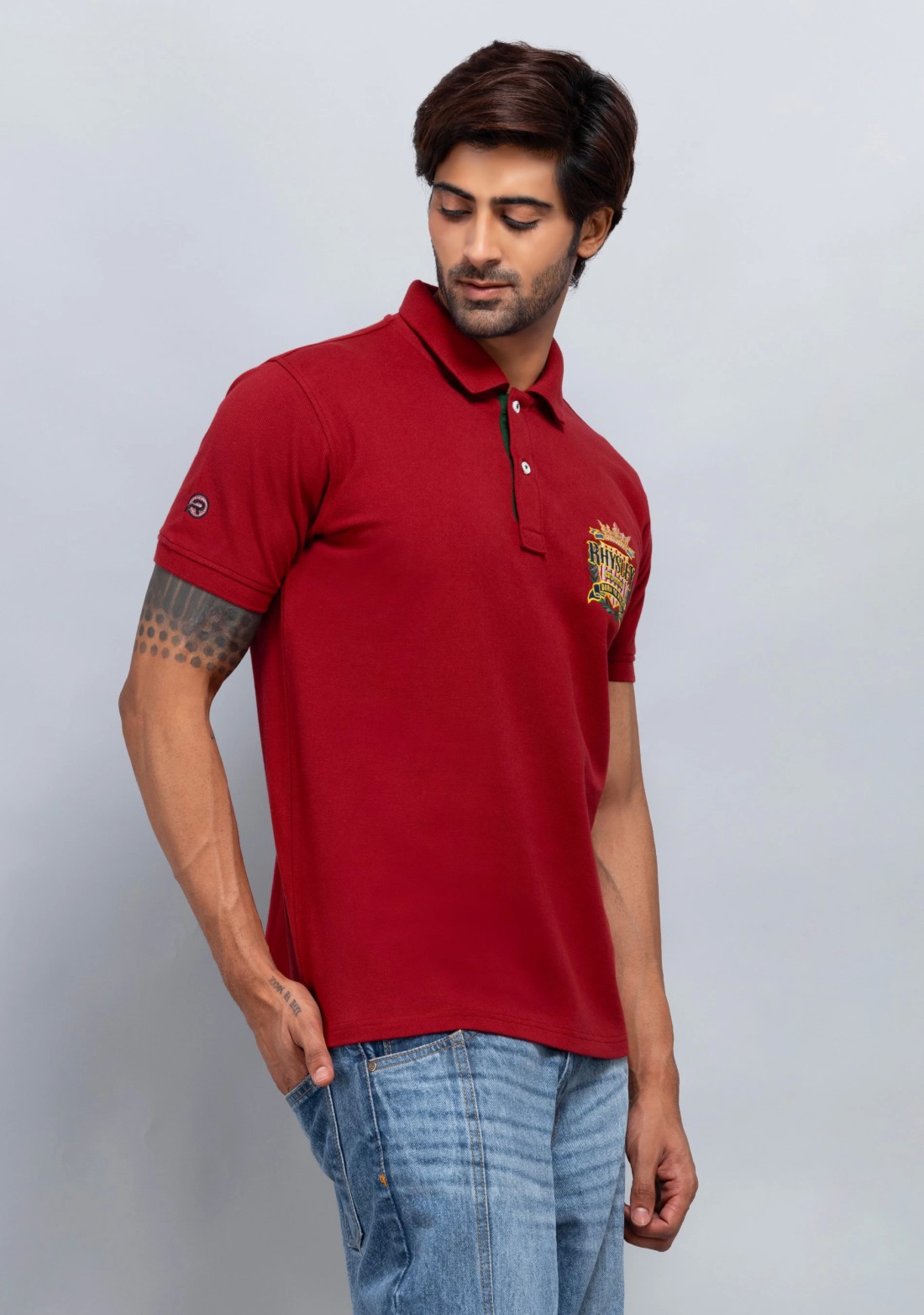 Red Regular Fit Men's Cotton Polo T-Shirt