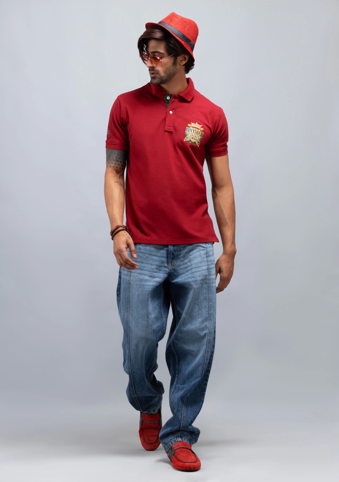 Red Regular Fit Men's Cotton Polo T-Shirt