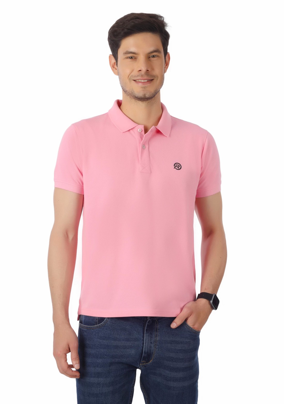 Light Pink Regular Fit Men's Cotton Polo T-Shirt