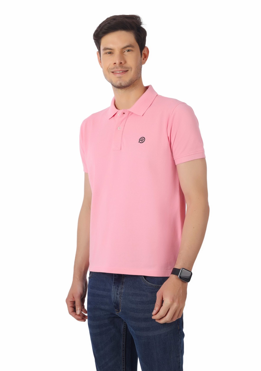 Light Pink Regular Fit Men's Cotton Polo T-Shirt