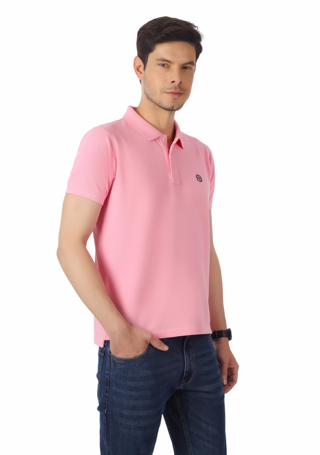 Light Pink Regular Fit Men's Cotton Polo T-Shirt