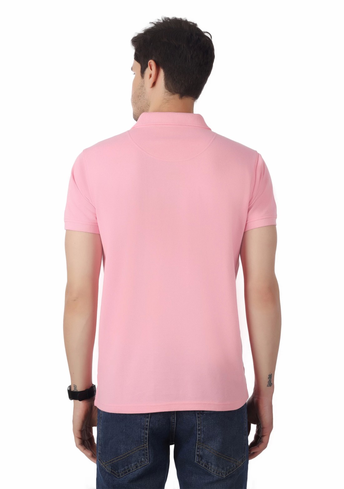 Light Pink Regular Fit Men's Cotton Polo T-Shirt