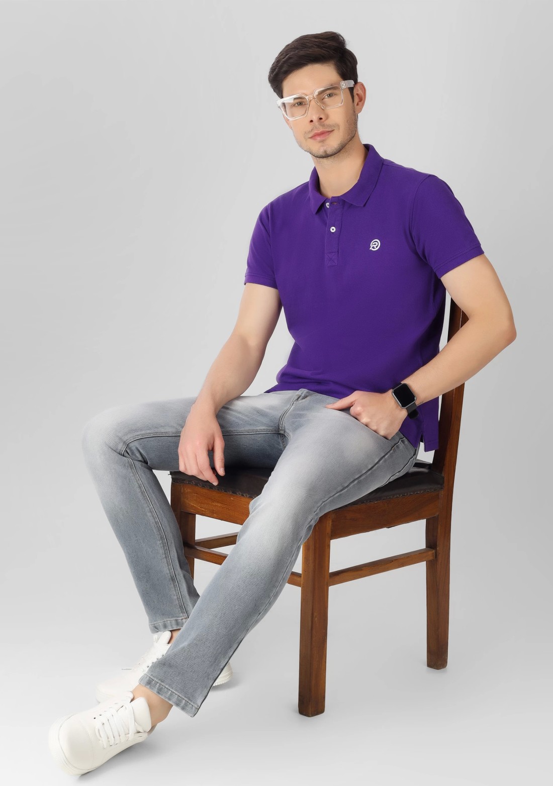 Purple Regular Fit Men's Cotton Polo T-Shirt