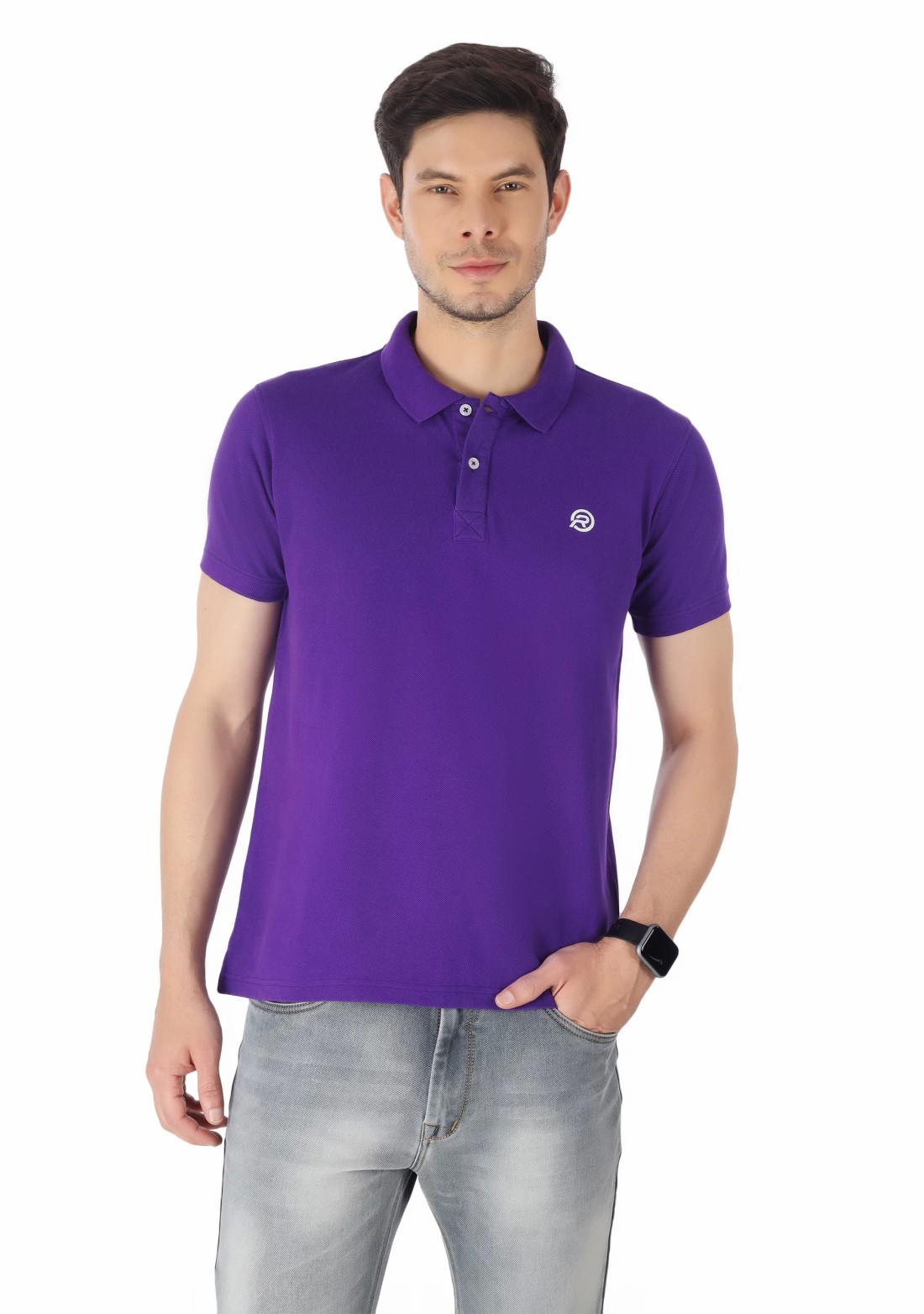 Purple Regular Fit Men's Cotton Polo T-Shirt