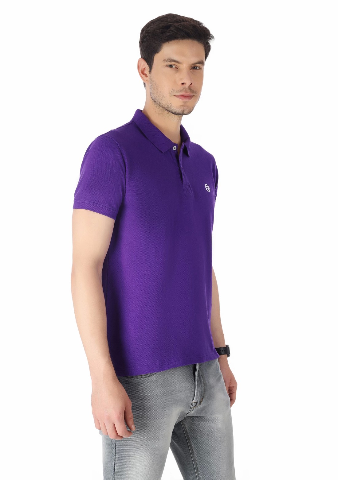 Purple Regular Fit Men's Cotton Polo T-Shirt