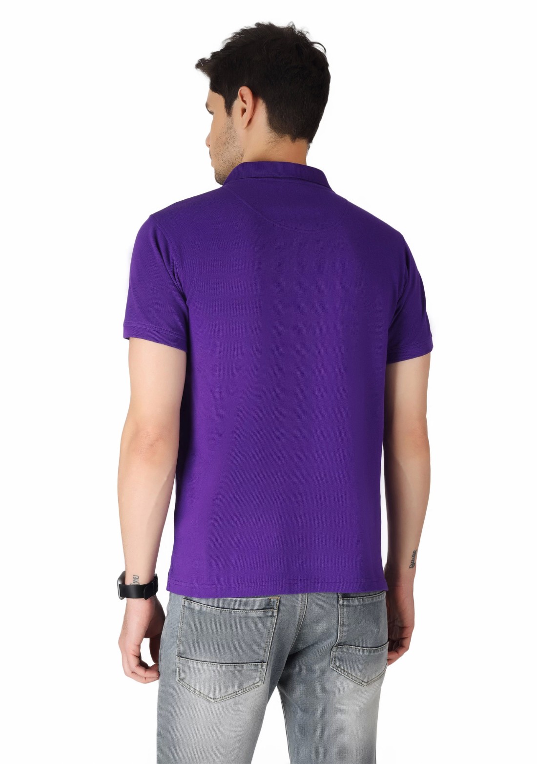 Purple Regular Fit Men's Cotton Polo T-Shirt