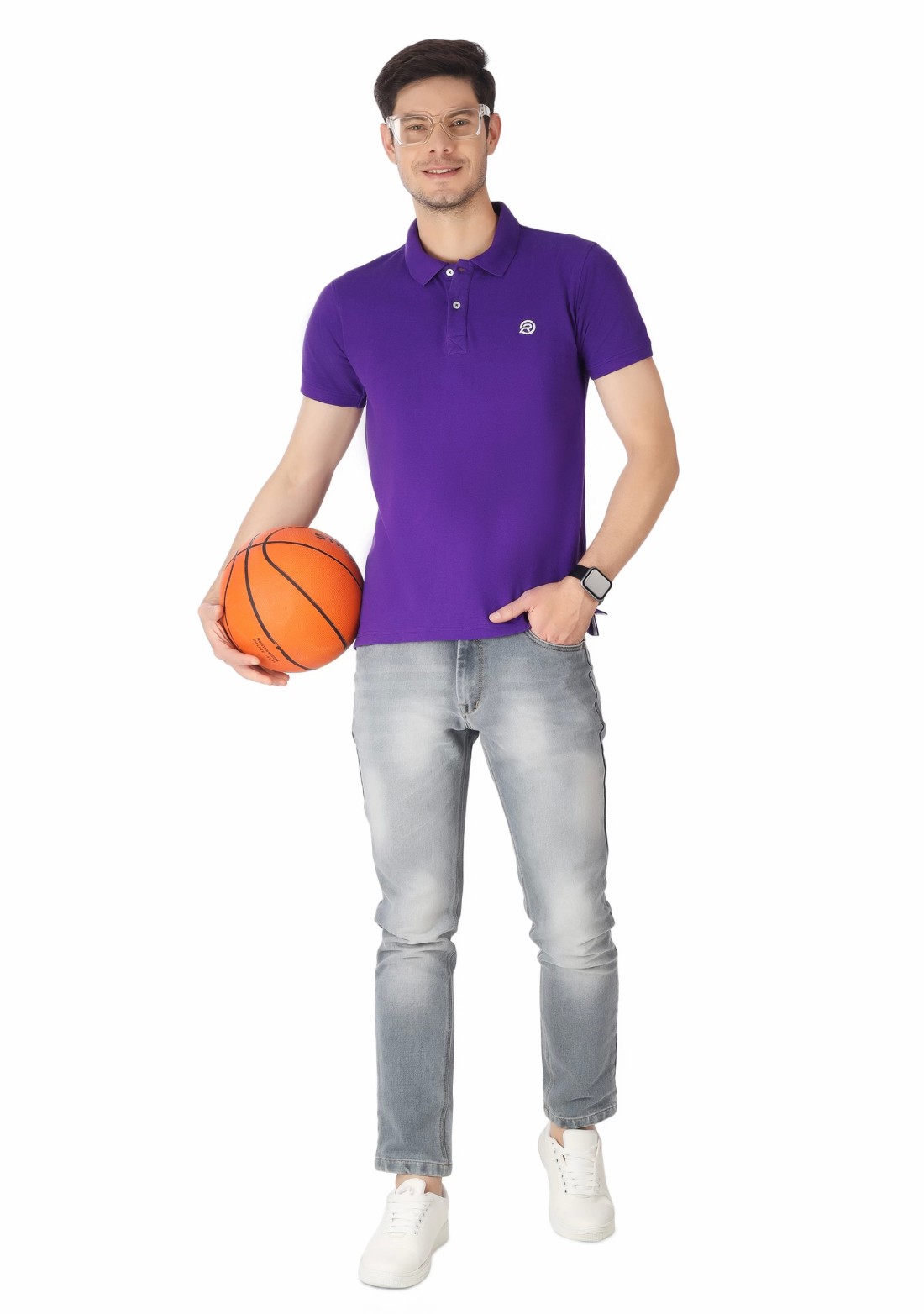 Purple Regular Fit Men's Cotton Polo T-Shirt