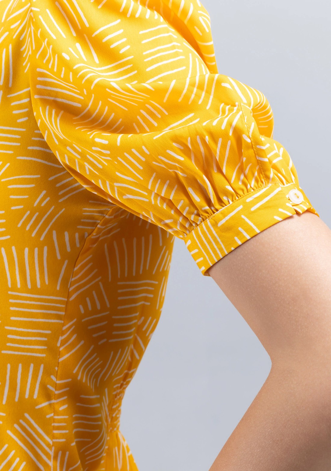 Yellow Colour Abstract Print Crepe Top