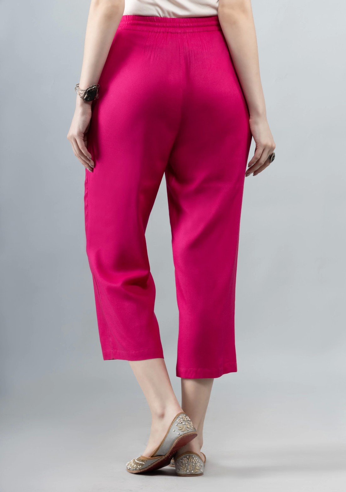 Hot Pink Solid Viscose Rayon Palazzo Pants