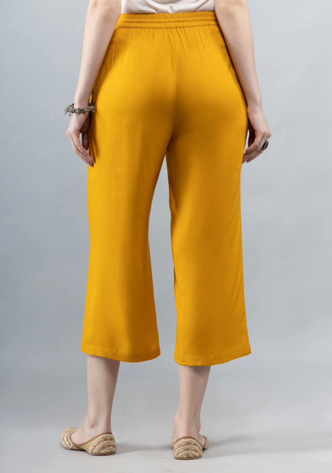 Mustard  Solid Viscose Rayon Palazzo Pants