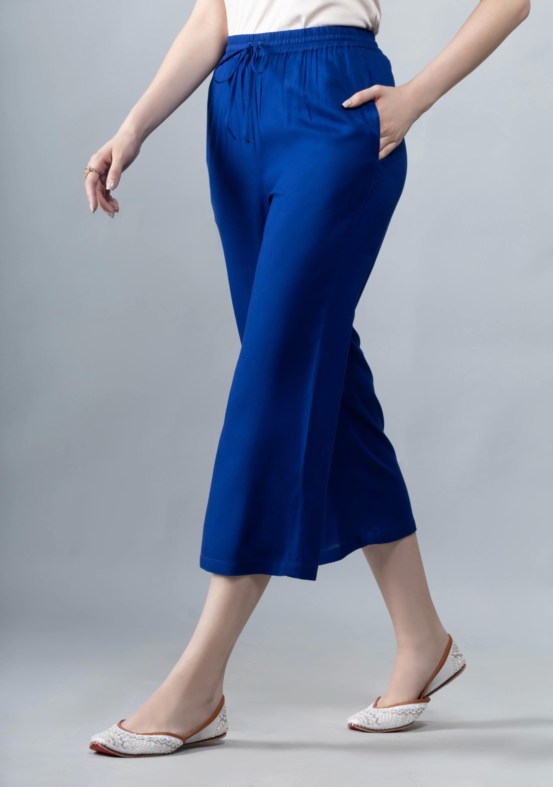 Royal Blue Solid Viscose Rayon  Palazzo Pants