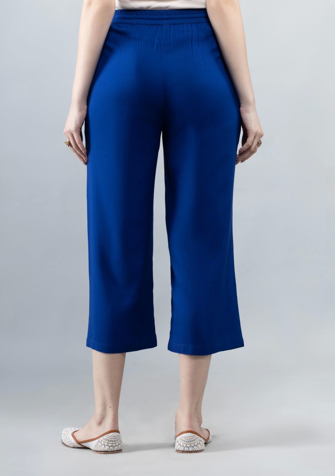 Royal Blue Solid Viscose Rayon  Palazzo Pants