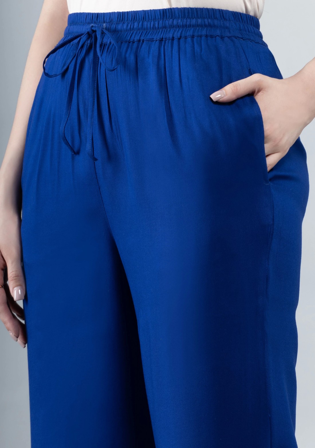 Royal Blue Solid Viscose Rayon  Palazzo Pants