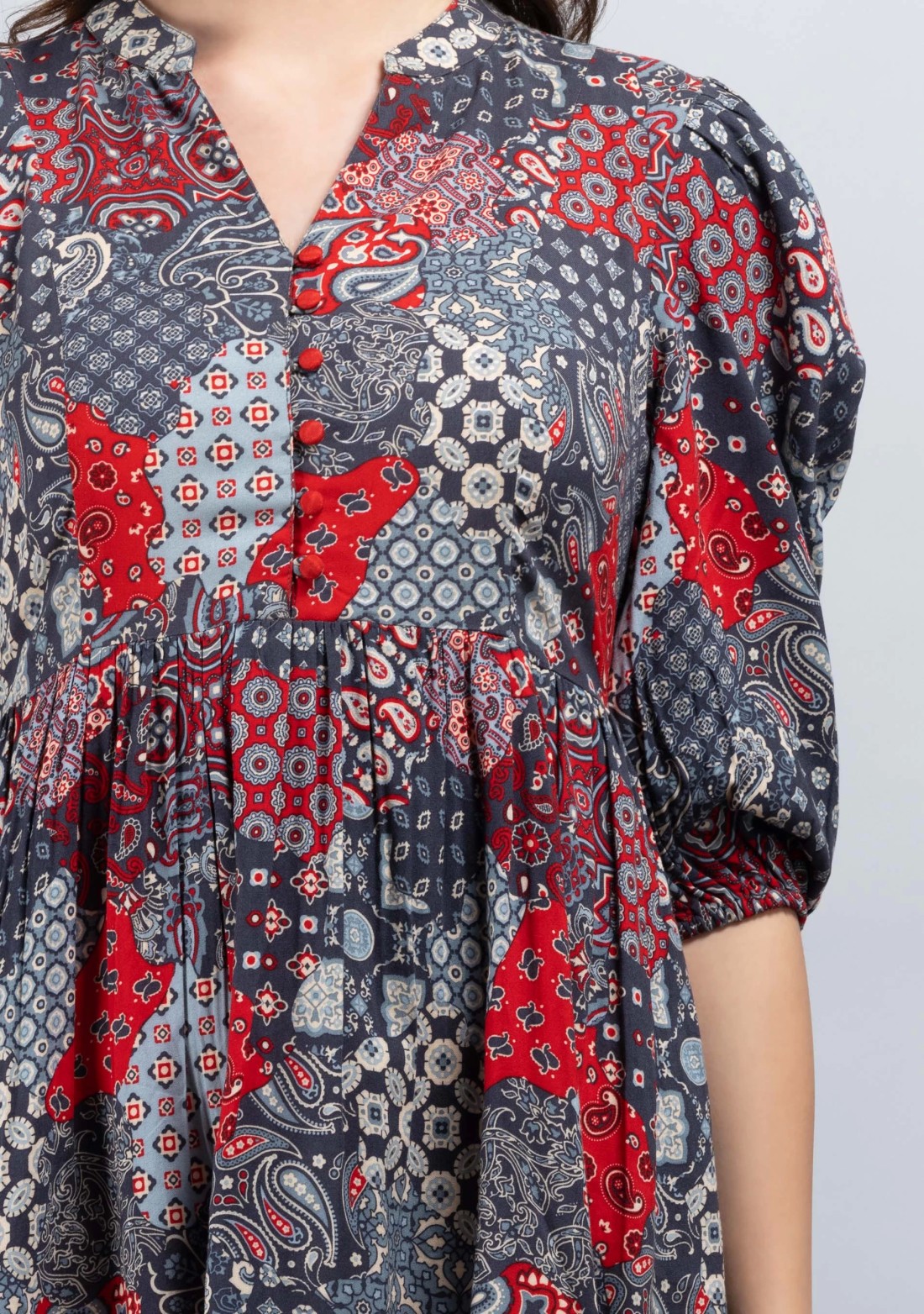 Grey  Viscose Rayon Printed Dress