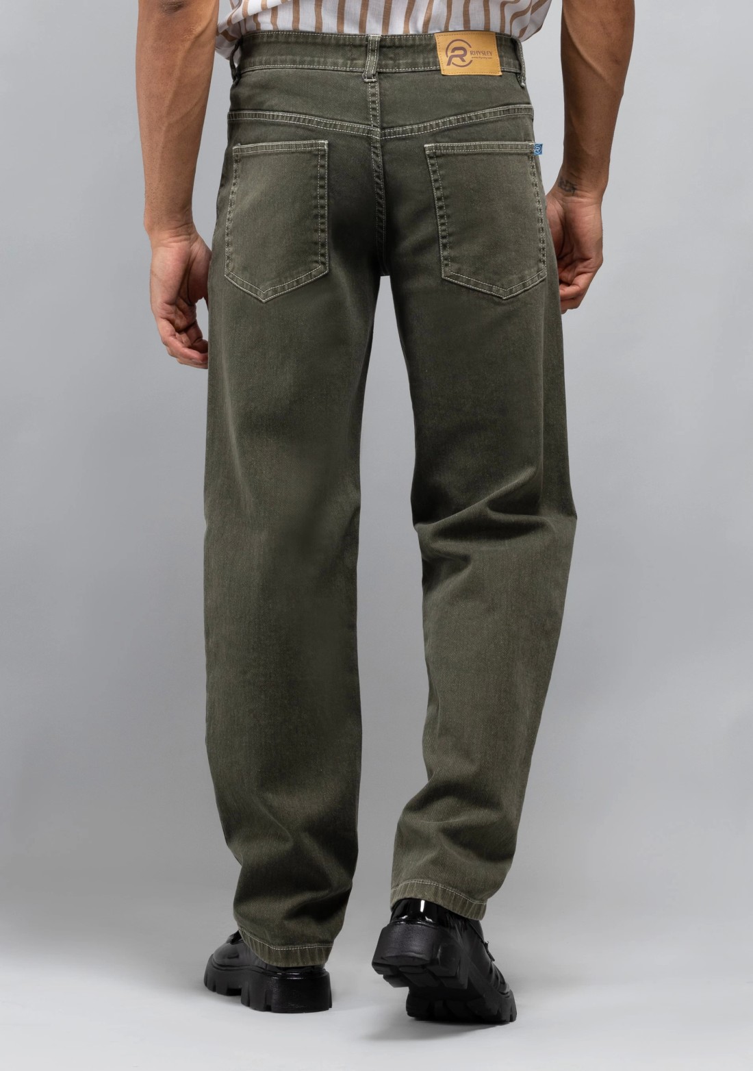 Olive Green Straight Fit Rhysley Men's Jeans