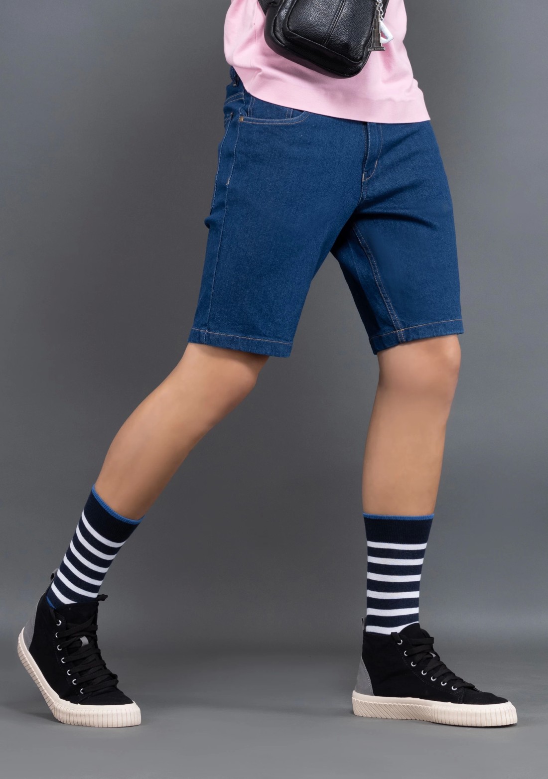 Rhysley Denim Blue Classic Regular Fit Men's Denim Shorts