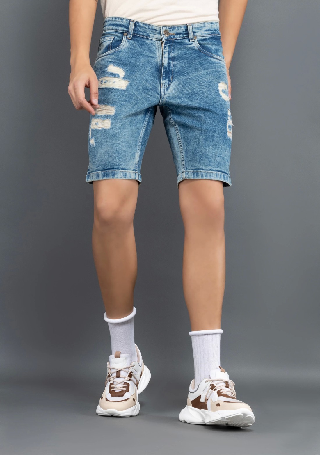 Denim Blue Regular Fit Rhysley Men's Denim Shorts