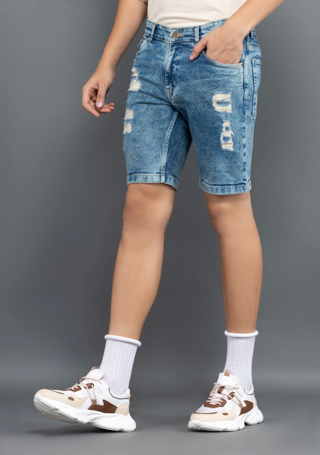 Denim Blue Regular Fit Rhysley Men's Denim Shorts