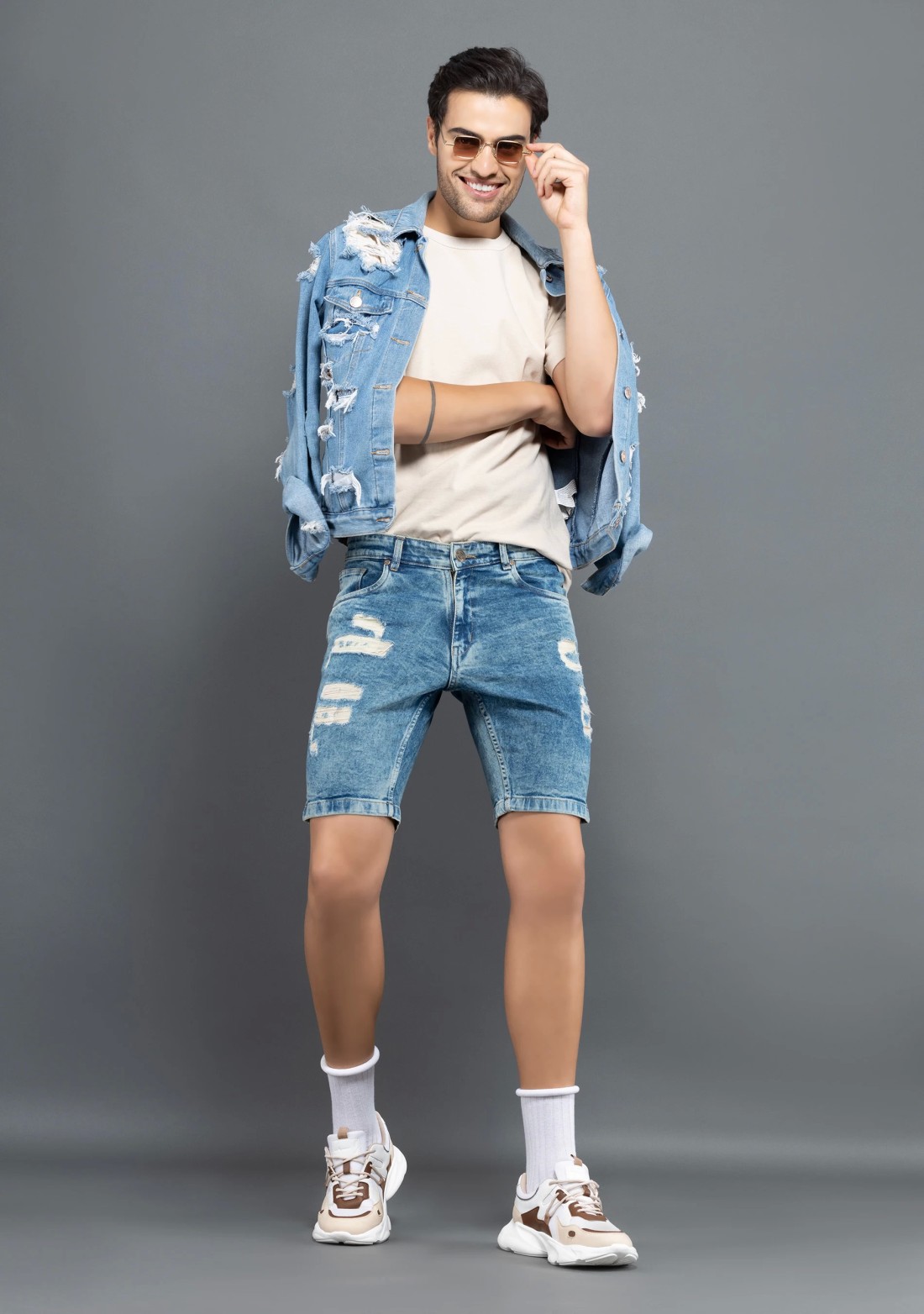 Denim Blue Regular Fit Rhysley Men's Denim Shorts