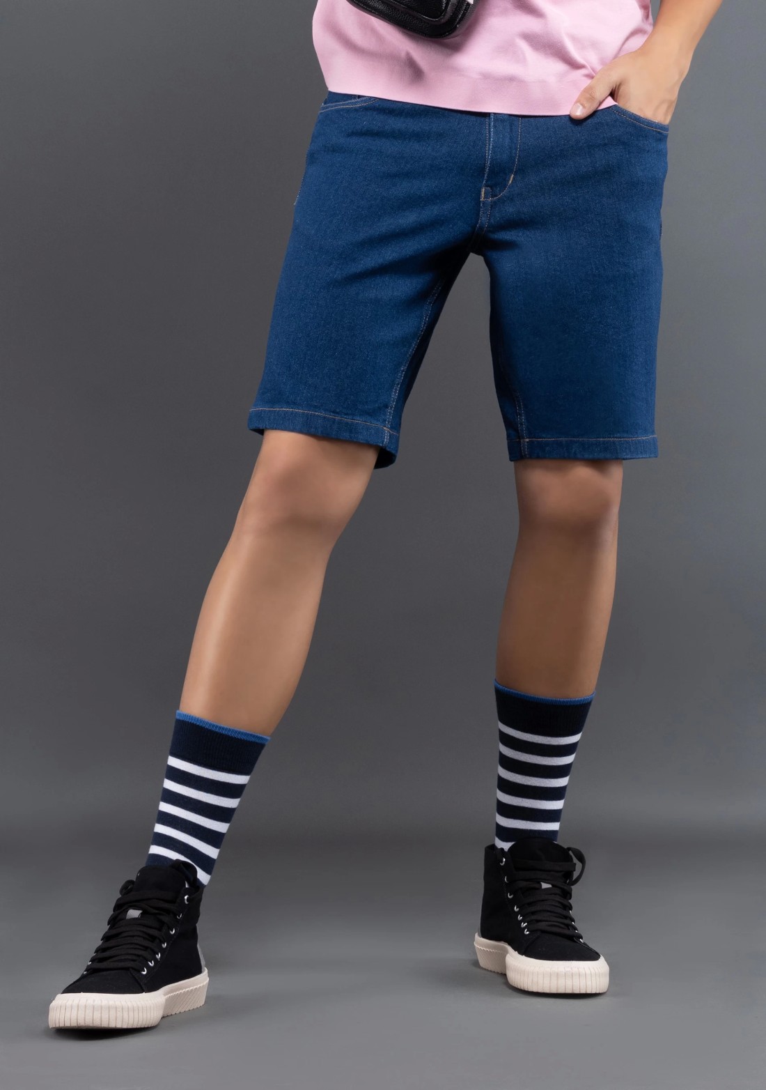 Rhysley Denim Blue Classic Regular Fit Men's Denim Shorts