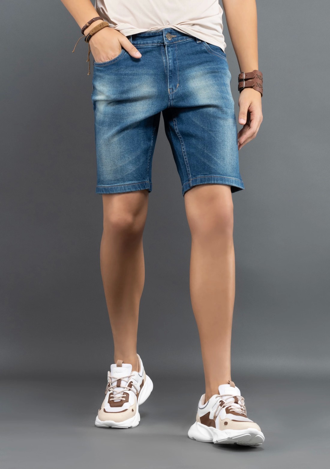 Greenish Blue Regular Fit Rhysley Men's Shorts