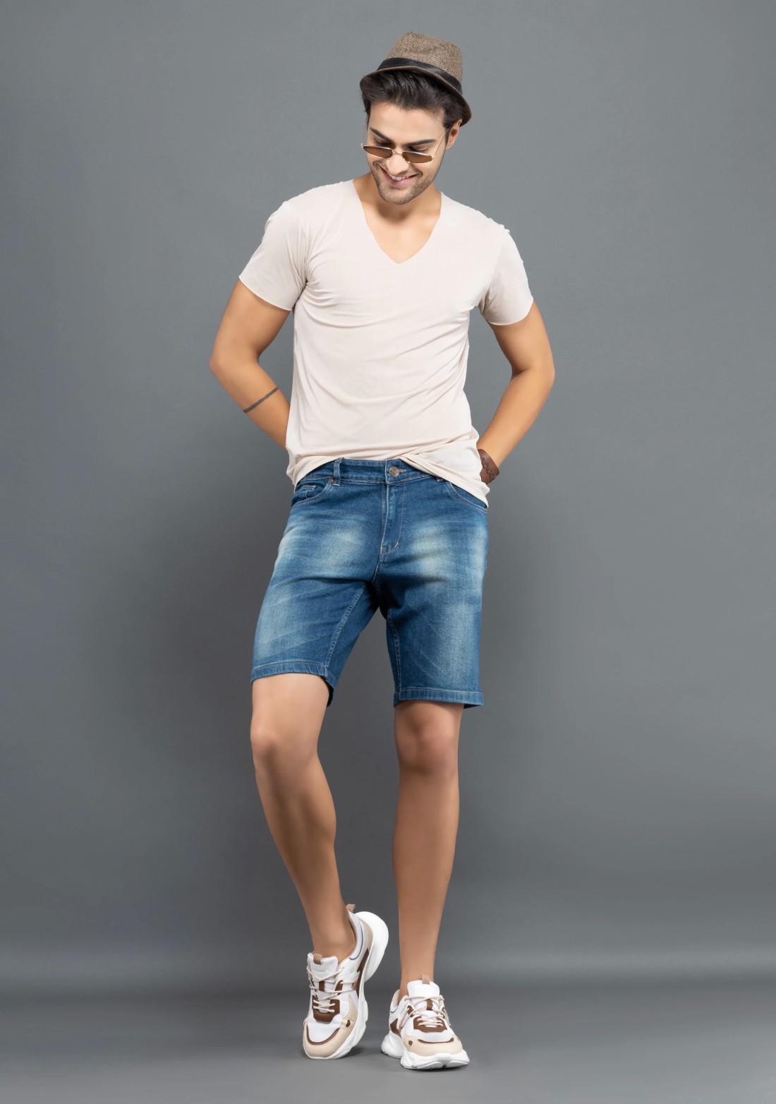 Greenish Blue Regular Fit Rhysley Men's Shorts