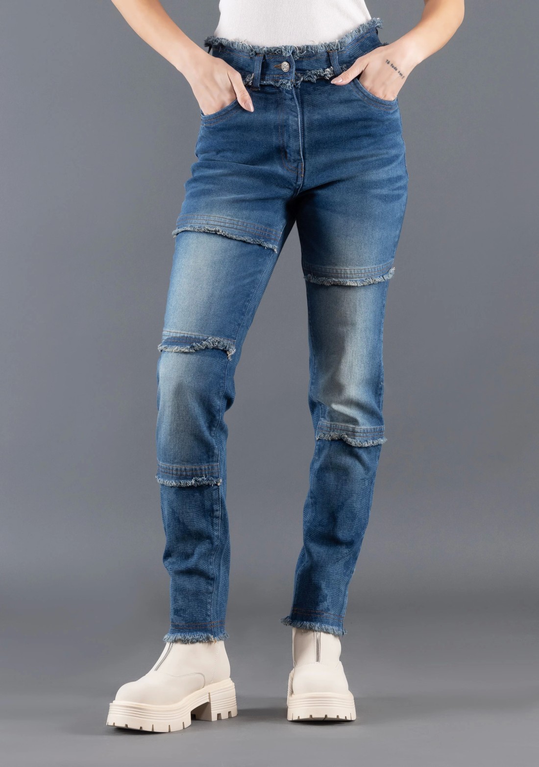 Rhysley Deep Blue Slim Fit Women's Fashion Jeans