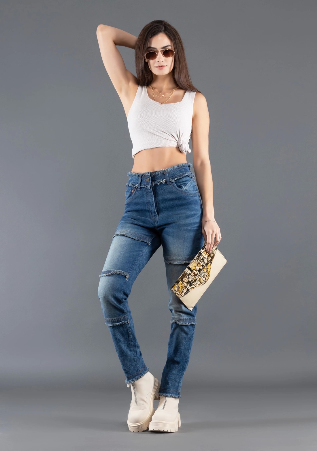 Rhysley Deep Blue Slim Fit Women's Fashion Jeans