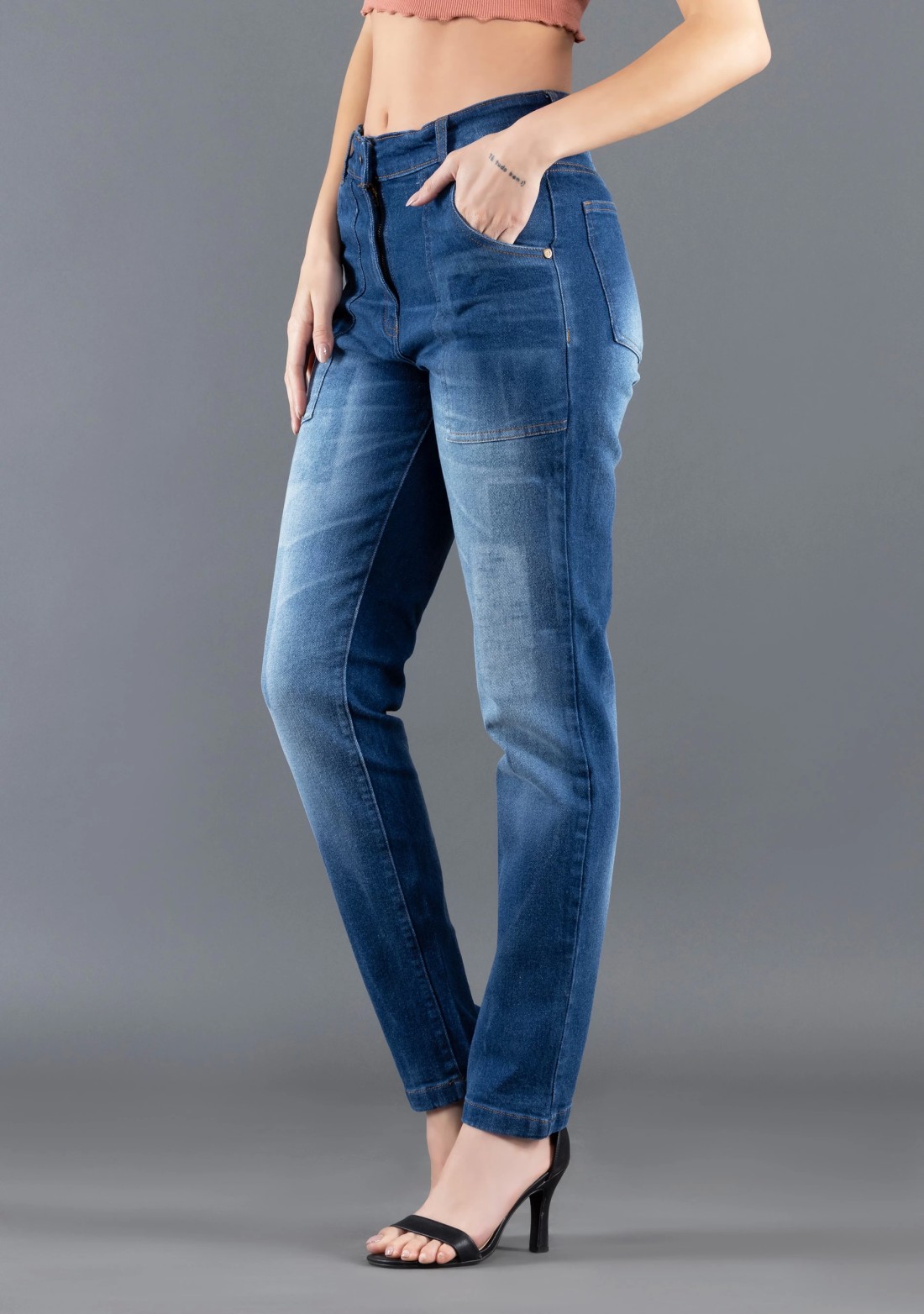 Rhysley Blue Shaded Slim Fit High Rise Women's Fashion Jeans