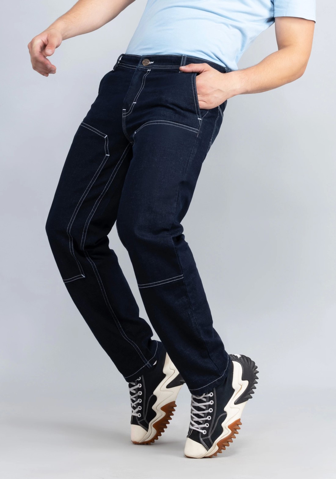 Navy Straight Fit Rhysley Men's Cotton Jeans