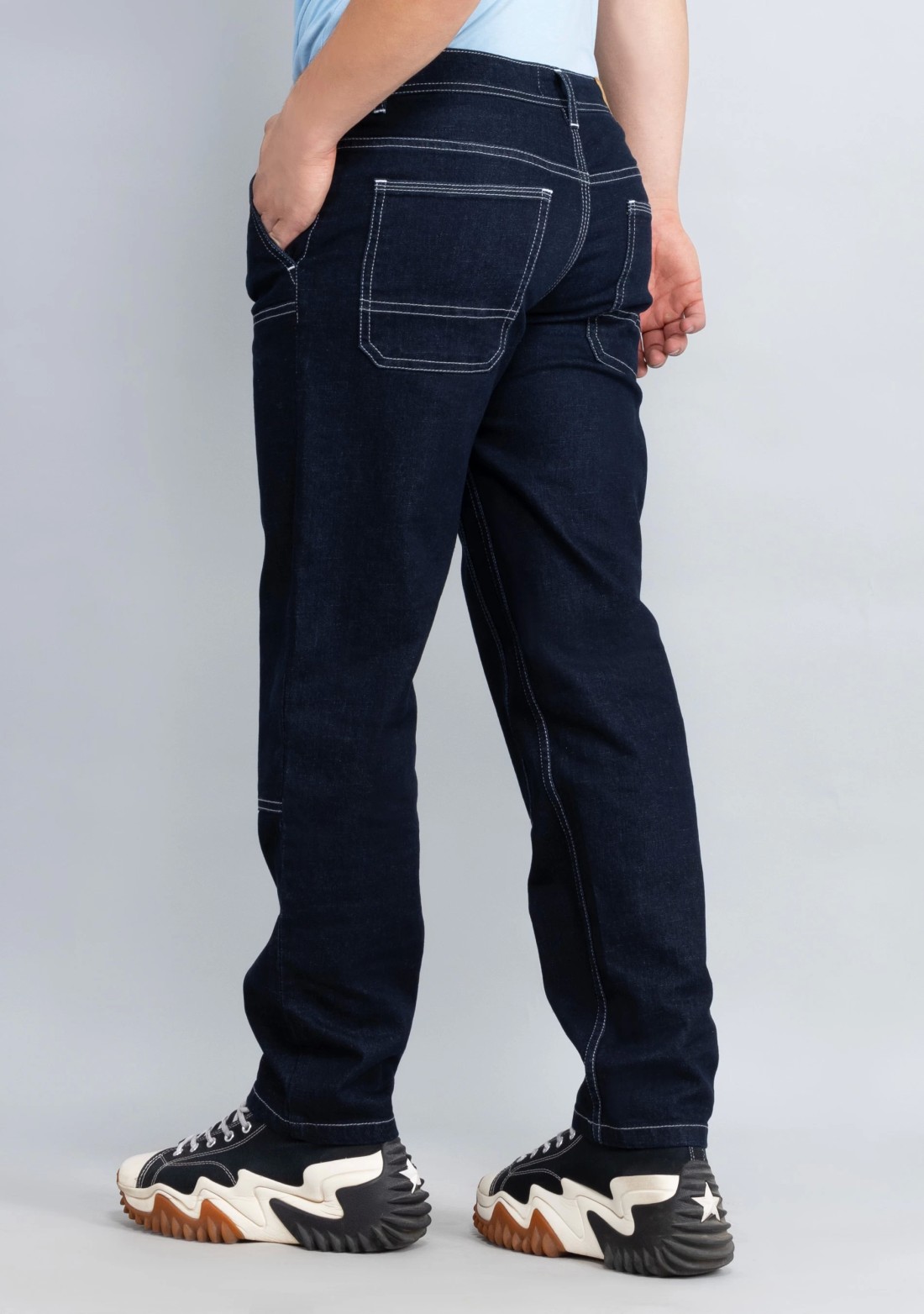 Navy Straight Fit Rhysley Men's Cotton Jeans