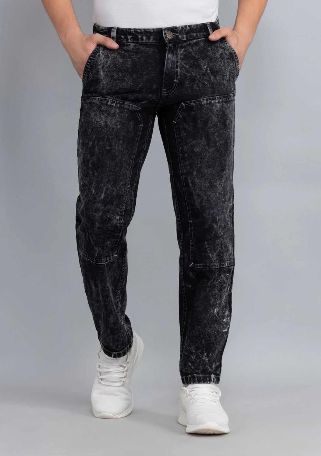 Black Straight Fit Rhysley Men's Cotton Jeans