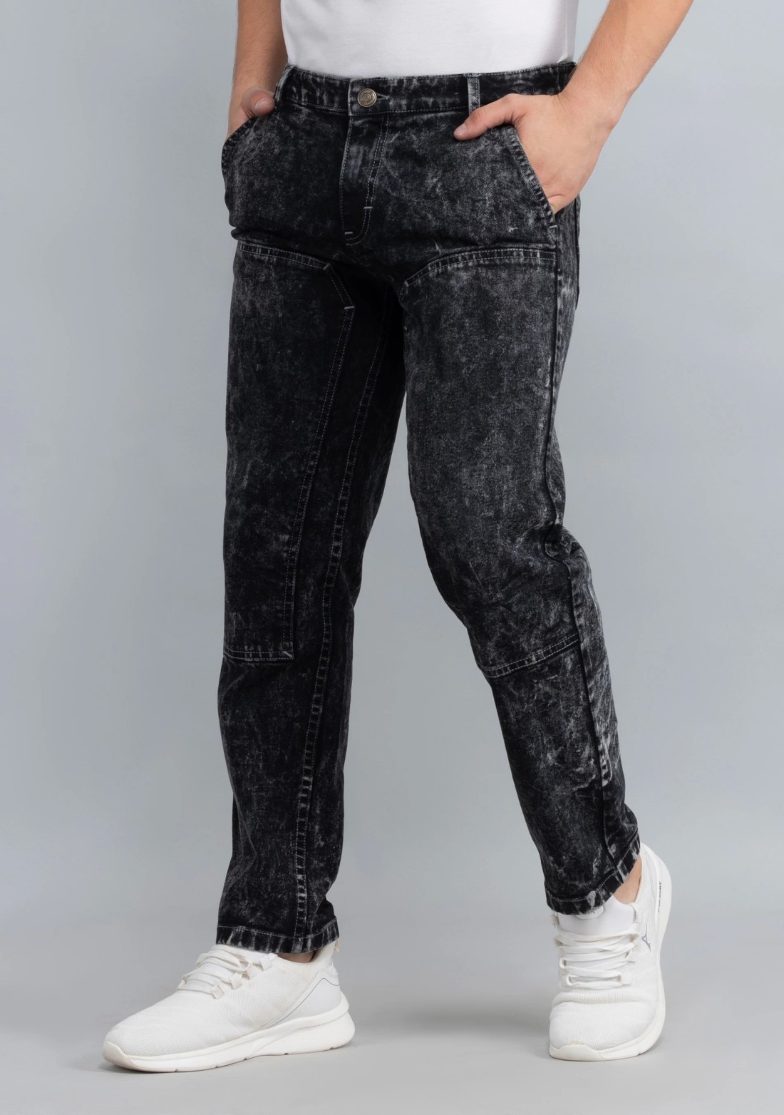 Black Straight Fit Rhysley Men's Cotton Jeans