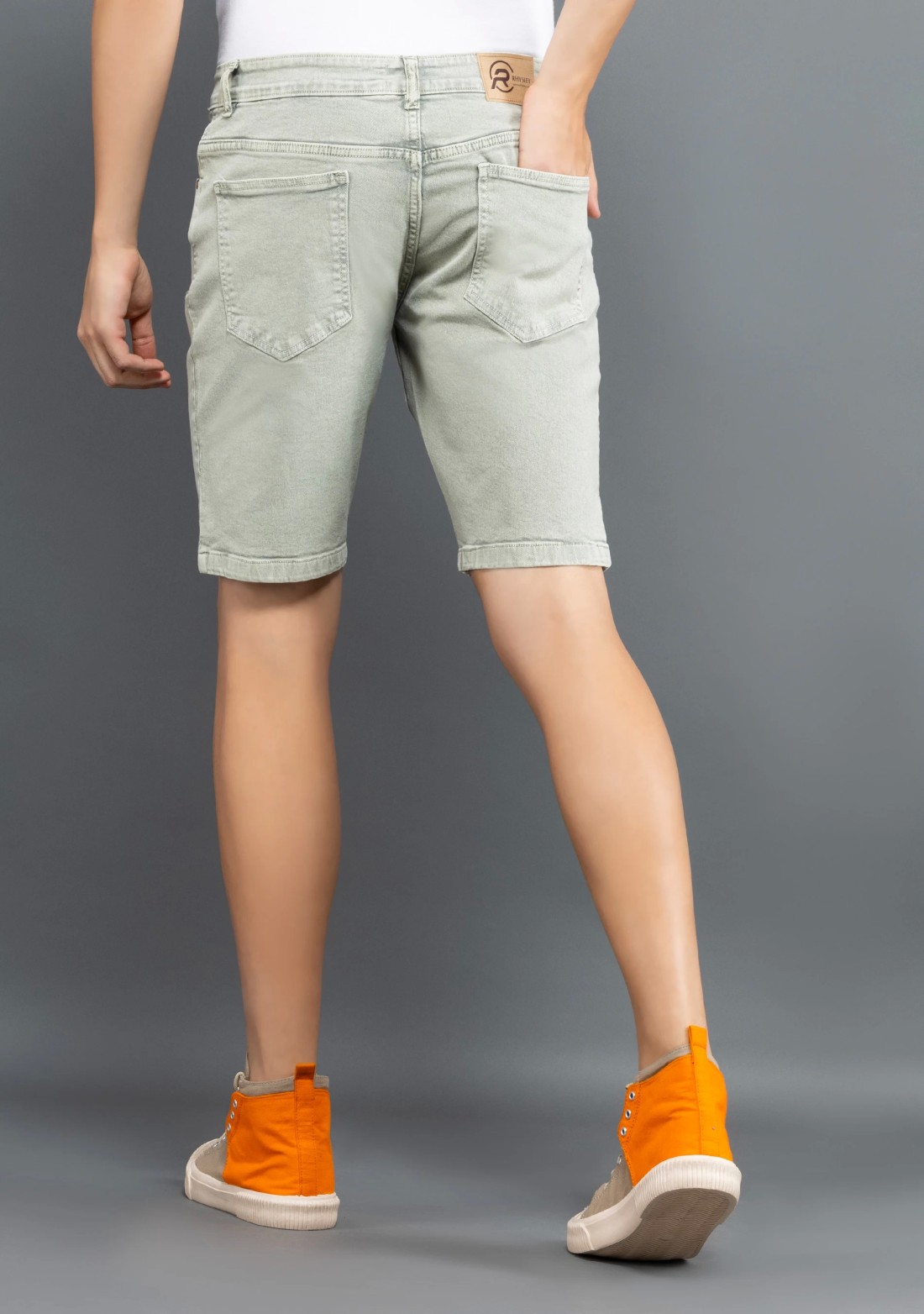 Light Olive Regular Fit Rhysley Men's Denim Shorts