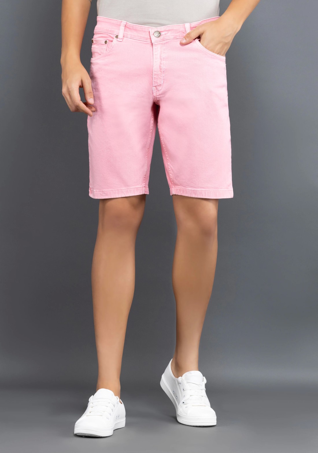 Pink Regular Fit Rhysley Men's Denim Shorts