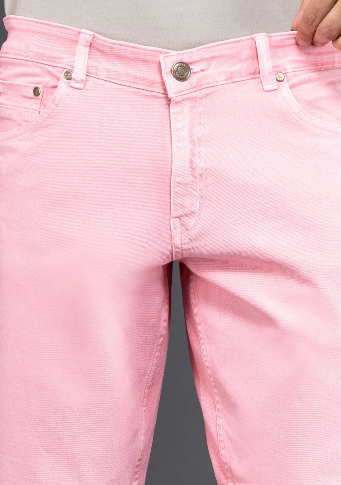 Pink Regular Fit Rhysley Men's Denim Shorts