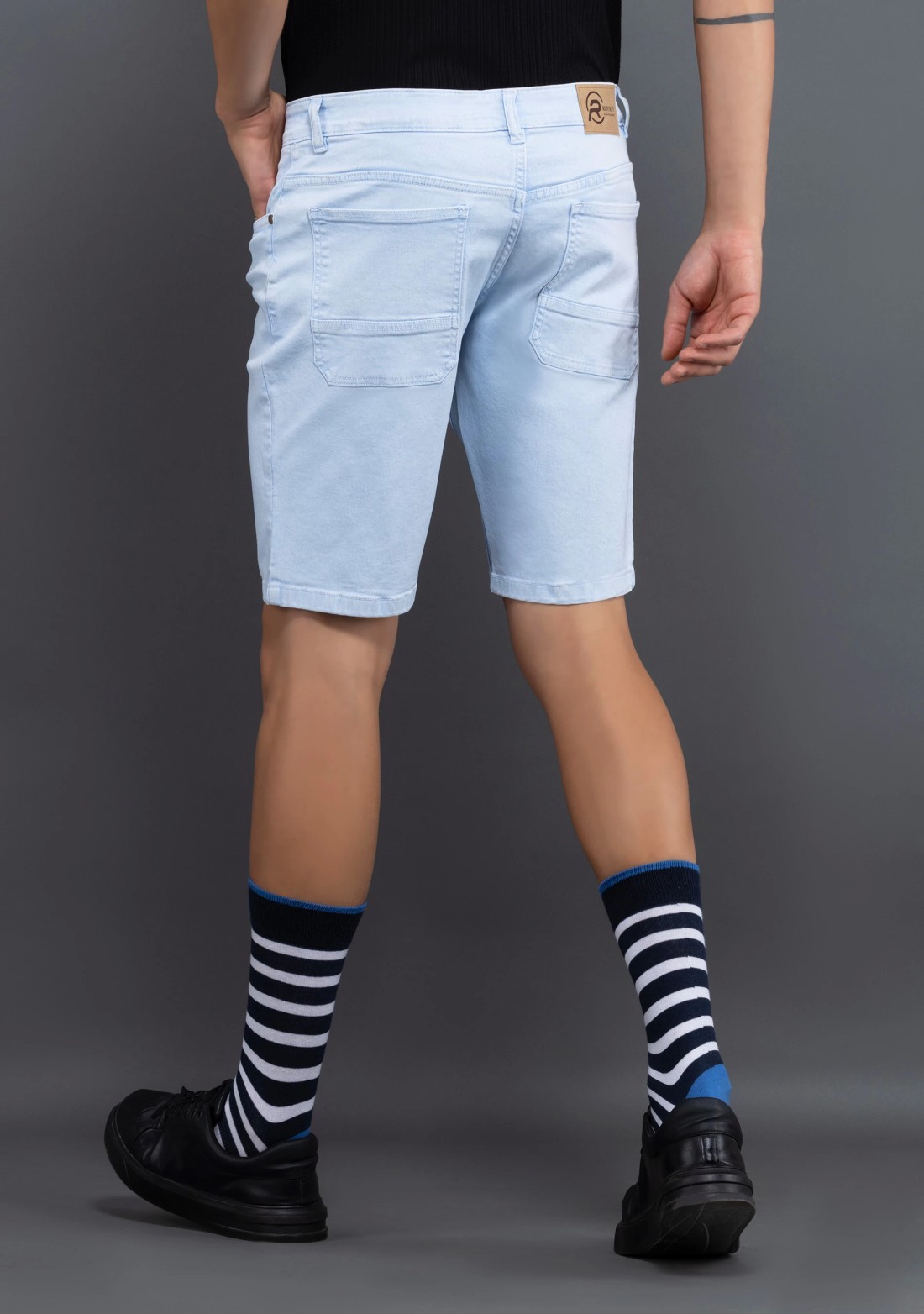 Powder Blue Regular Fit Rhysley Men's Denim Shorts