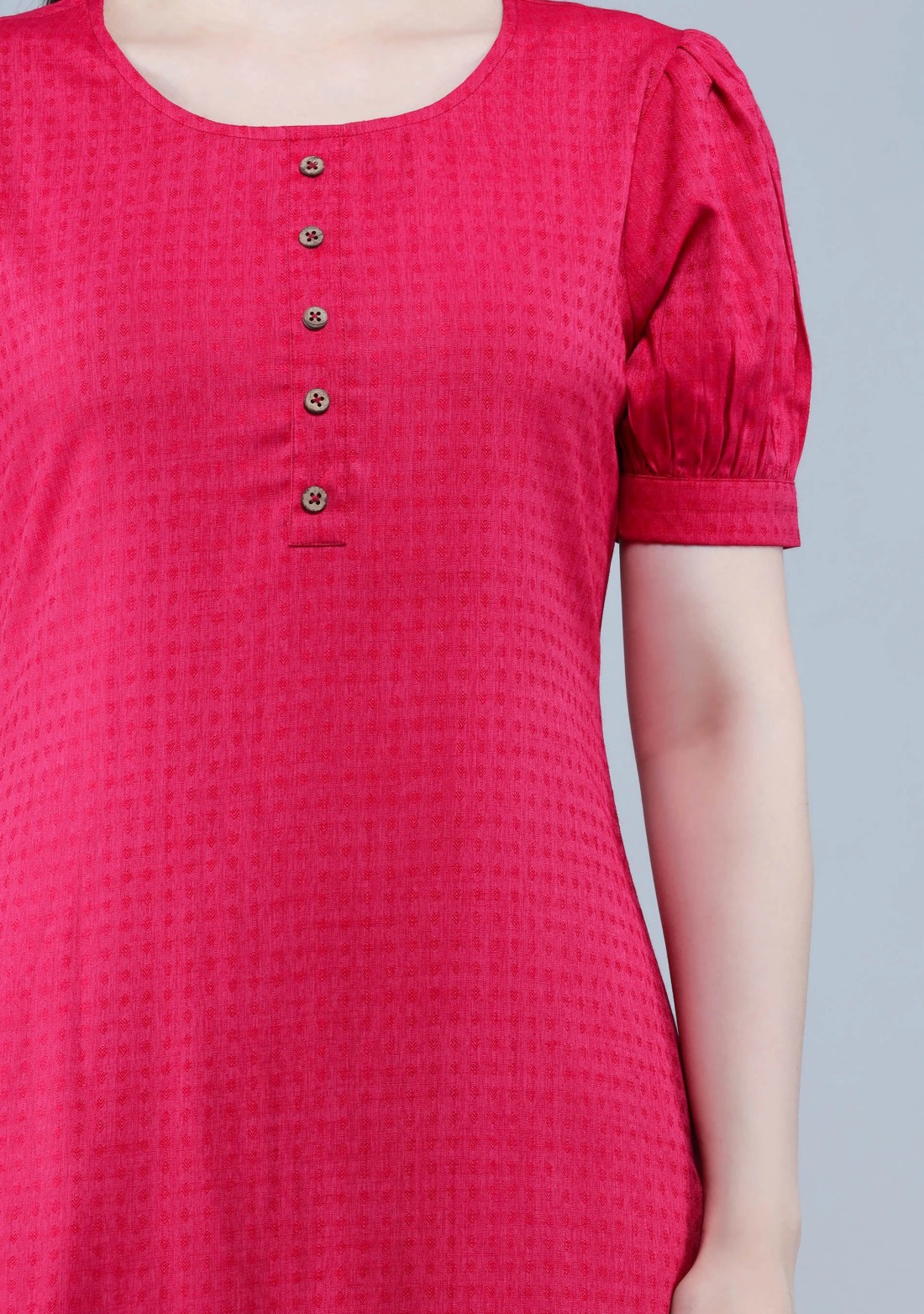 Fuchsia Pink Dobby Rayon A-Line Kurta Pant Co-Ord Set