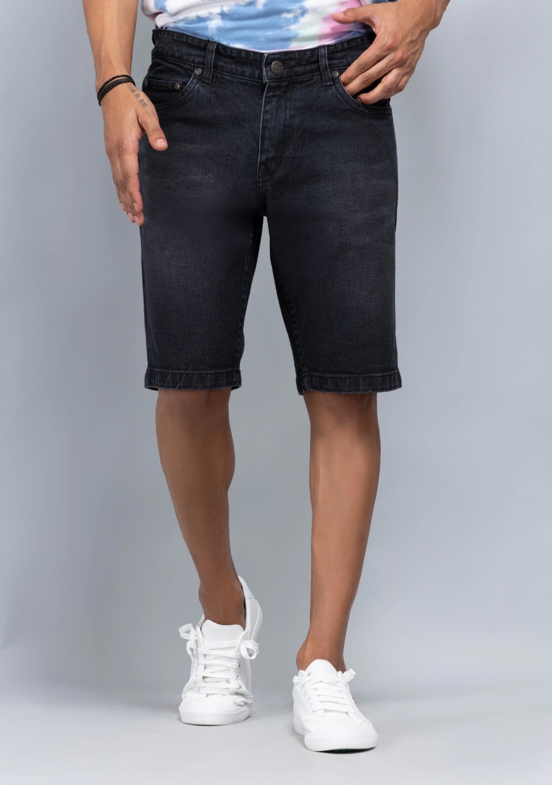 Black Regular Fit Rhysley Men's Denim shorts