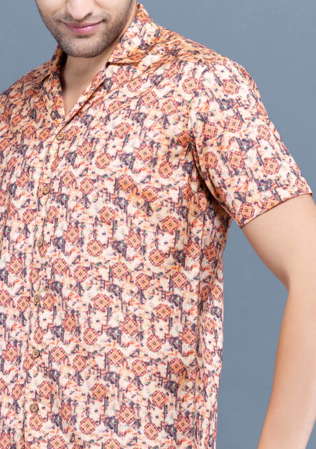 Orange printed slim fit  Rhysley Fashion shirt