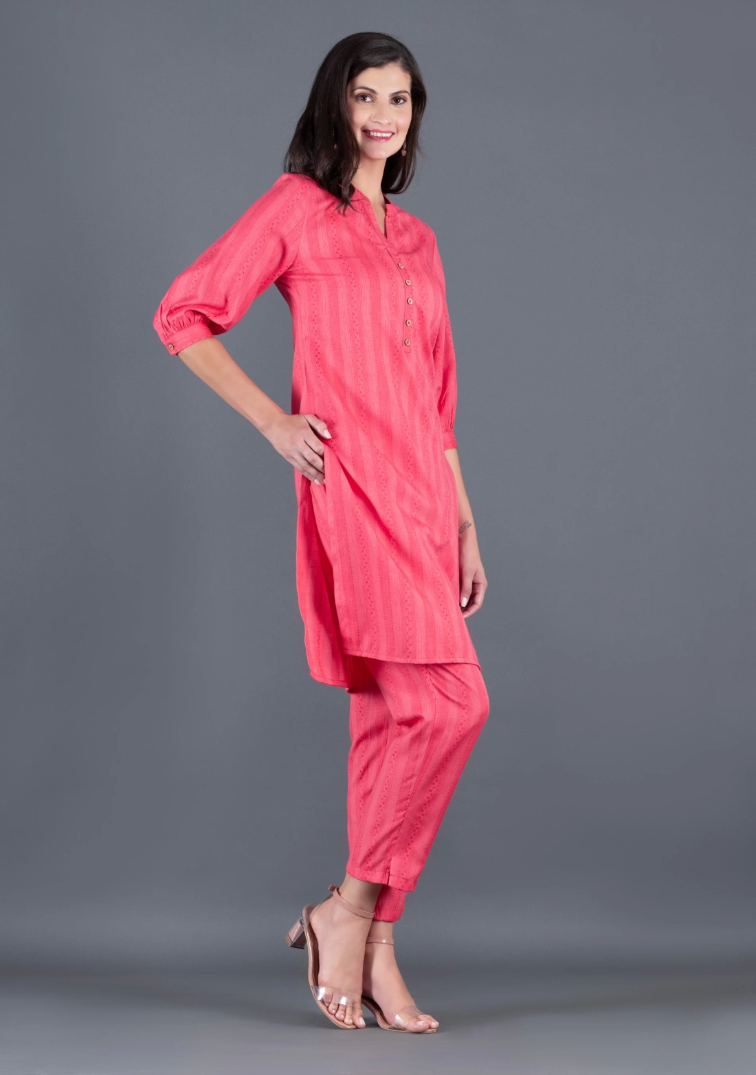 Coral Dobby Rayon Straight Kurta Pant Co-Ord Set