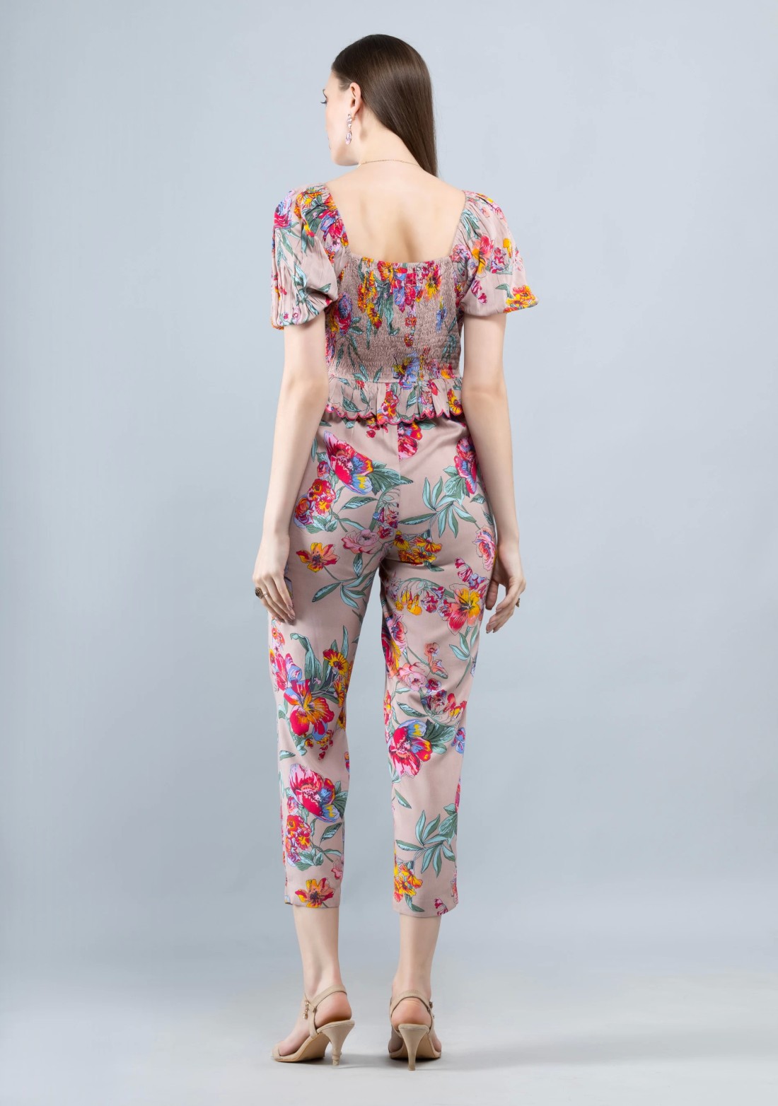 Multi Colour Floral Print Rayon Jumpsuit