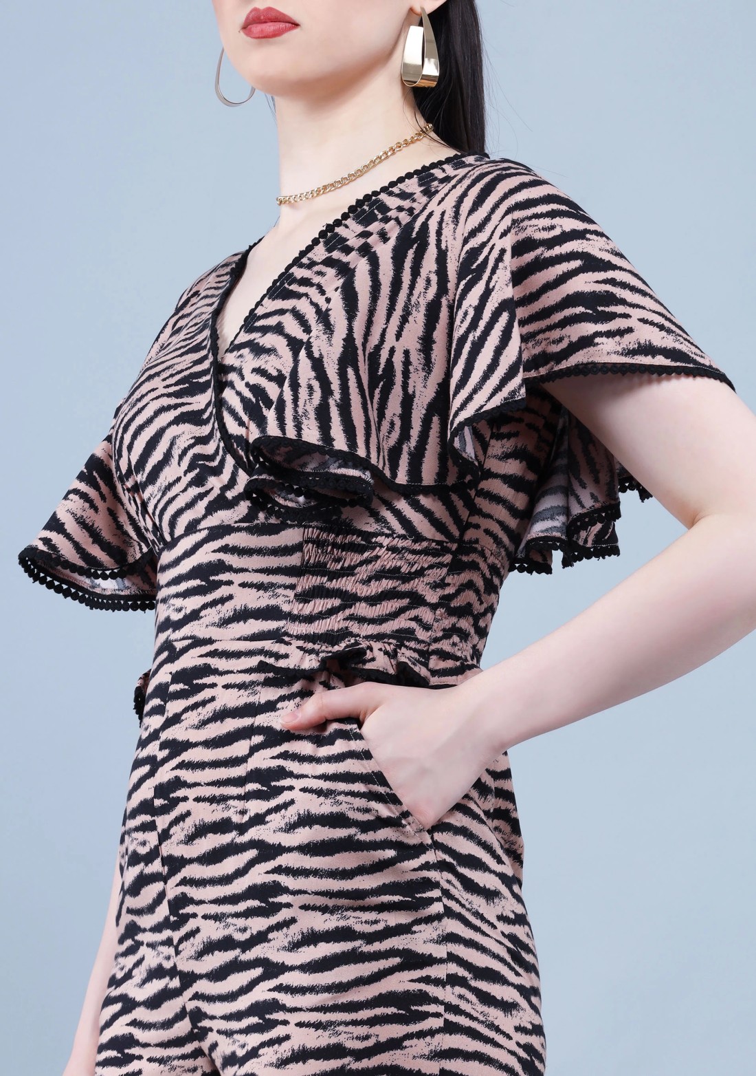 Animal Print Rayon Wrap Around Jumpsuit